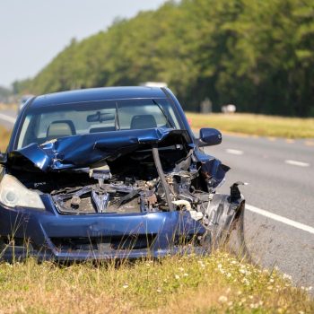 Dumped,Crashed,Car,After,Traffic,Accident,Parked,On,Highway,Roadside