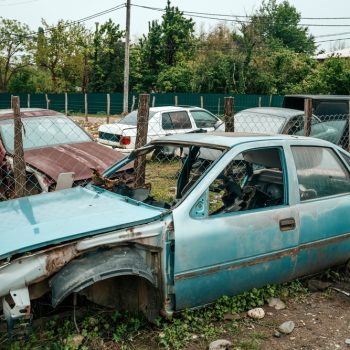 Abandoned,Broken,Down,Car,On,The,Street.,Car,Dump,And